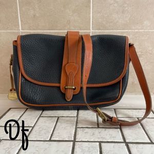 Vintage Dooney & Bourke Navy Pebbled Leather Crossbody Purse Bag